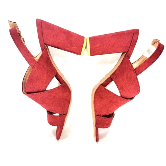 Qupid Scarlett Alona Red Suede, Strappy, Block Heel, Sandal. Women's Size 8M - Picture 8 of 13